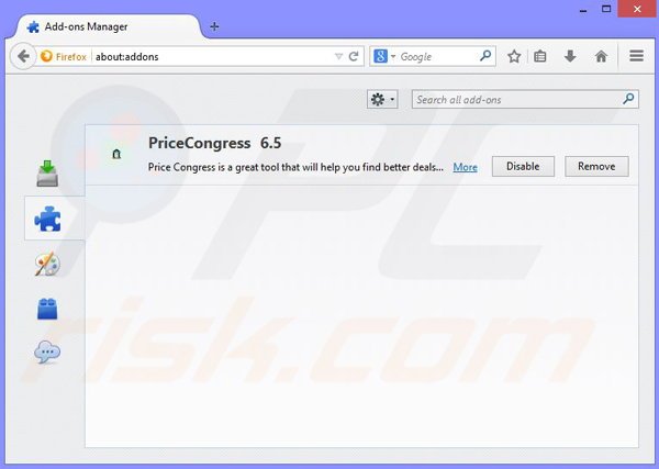 Removendo os anúncios PriceCongress do Mozilla Firefox passo 2