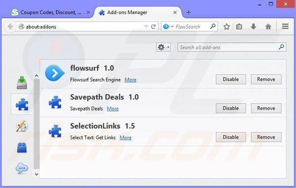 Remova os anúncios Savepath Deals do Mozilla Firefox passo 2