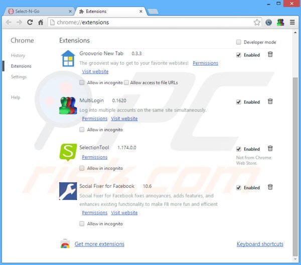 Remova os anúncios selectngo do Google Chrome passo 2