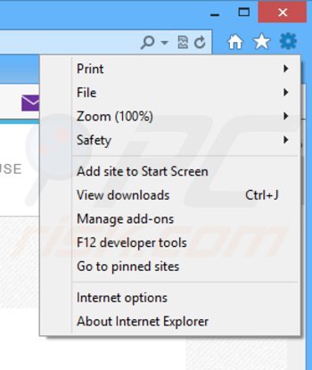 Remoção dos anúncios tinywallet do Internet Explorer passo 1