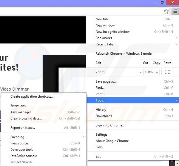 Removendo os anúncios Video Dimmer de Google Chrome passo 1