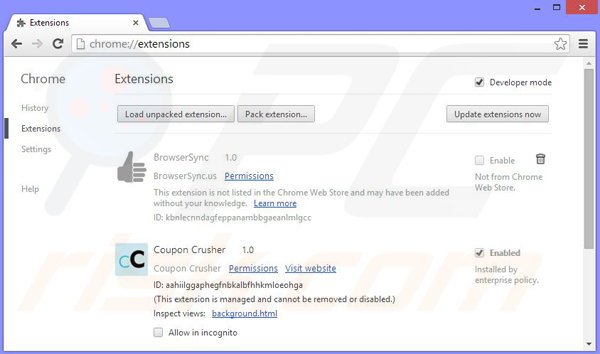 Removendo os anúncios Video Dimmer de Google Chrome passo 2