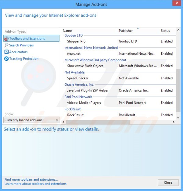 Remoção dos anúncios CheckMeUp do Internet Explorer passo 2