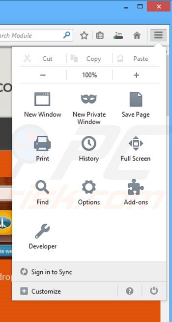 Removendo os anúncios DesktopDock do Mozilla Firefox passo 1