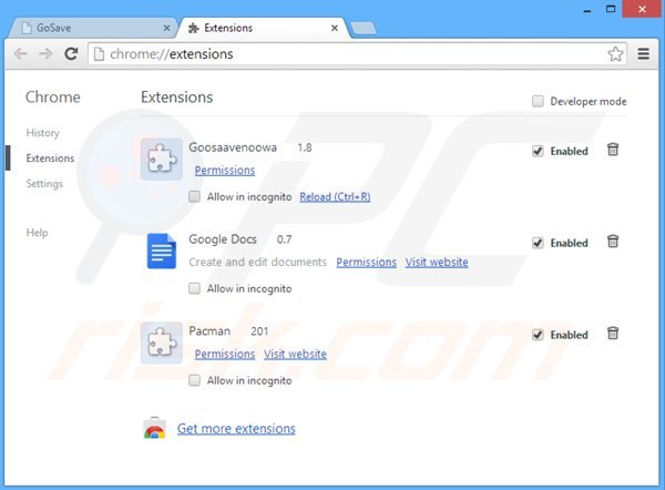 Remova os anúncios GoSavenow do Google Chrome passo 2