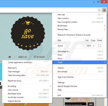 Remova os anúncios GoSave do Google Chrome passo 1