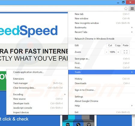 Remova os anúncios IneedSpeed do Google Chrome passo 1