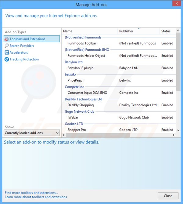 Remover as extensões relacionadas com MySearchs.com do Internet Explorer