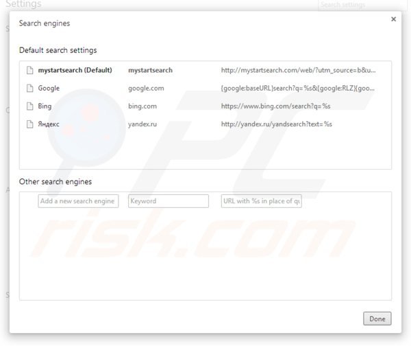 Removendo mystartsearch.com do motor de busca padrão do Google Chrome