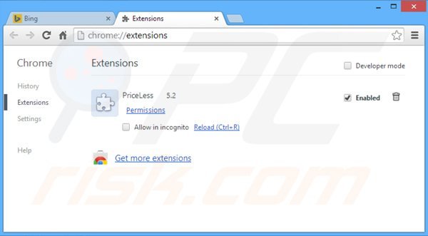 Removendo os anúncios PriceLess de Google Chrome passo 2