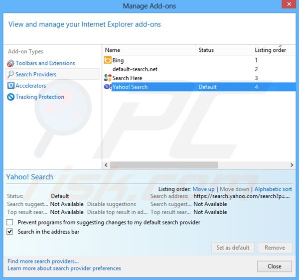 Removendo searchpge.com do motor de busca padrão do Internet Explorer