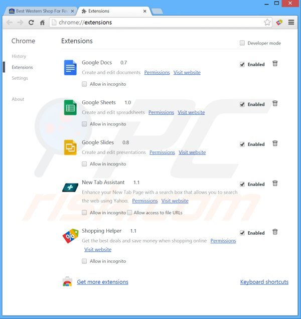  Remova os anúncios shop for rewards do Google Chrome passo 2