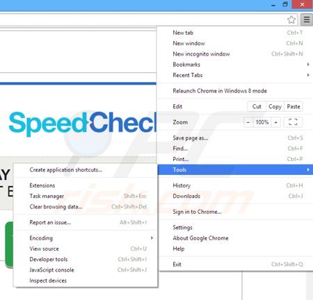 Remova os anúncios SpeedCheck do Google Chrome passo 1