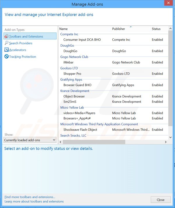 Remoção dos anúncios SurfShield do Internet Explorer passo 2