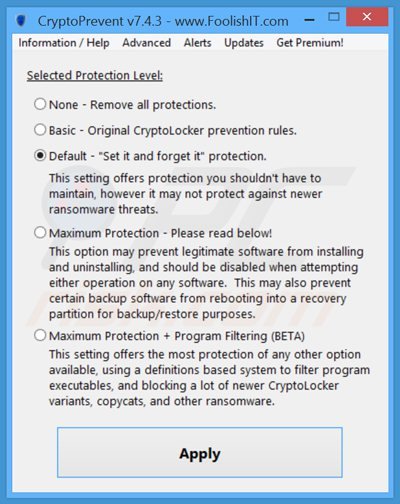 screenshot cryptoprevent