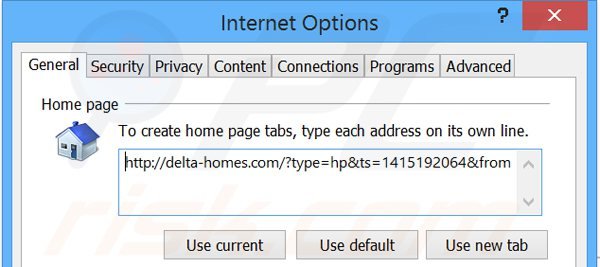 Removendo delta-homes.com da página inicial do Internet Explorer