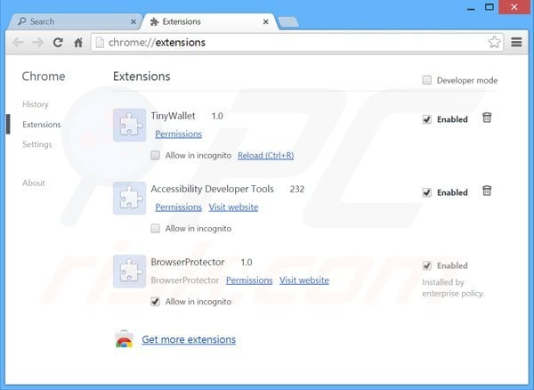 Remoção das extensões relacionadas a Guard-search.com do Google Chrome