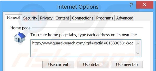Removendo Guard-search.com da página inicial do Internet Explorer 