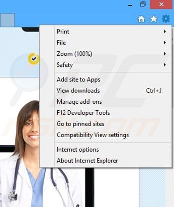Removendo os anúncios Health Alert do Internet Explorer passo 1