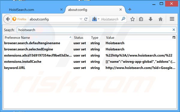 Removendo a página inicial hoistsearch.com e motor de busca padrão do Mozilla Firefox