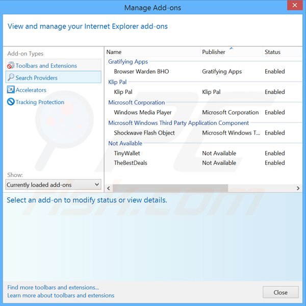 Removendo os anúncios de InterStat do Internet Explorer passo 2