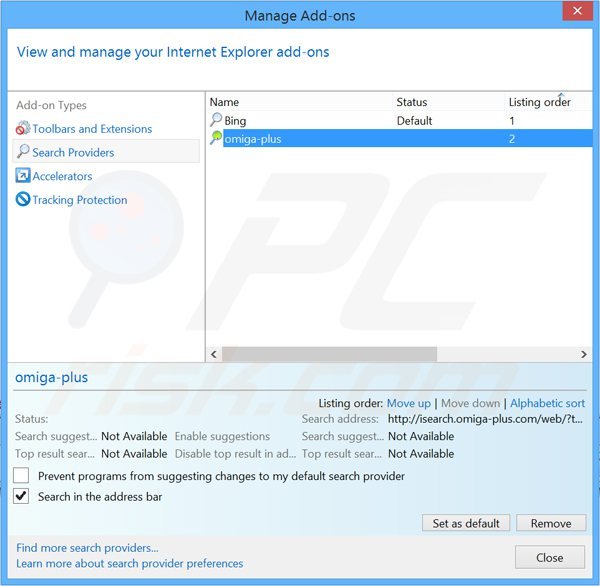Removendo mysearchpage.net do motor de busca padrão do Internet Explorer