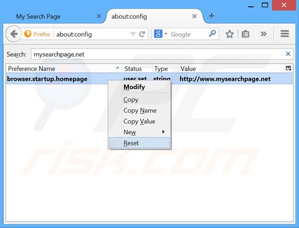 Removendo mysearchpage.net do motor de busca padrão do Mozilla Firefox