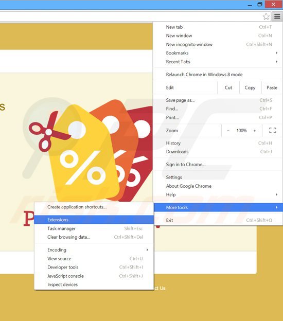 Remova os Anúncios de Popcornew do Google Chrome passo 1
