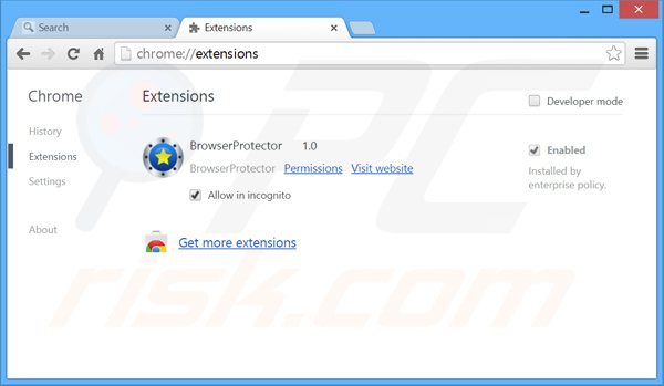 Remoção das extensões relacionadas a searchpge.safefinder.com do Google Chrome