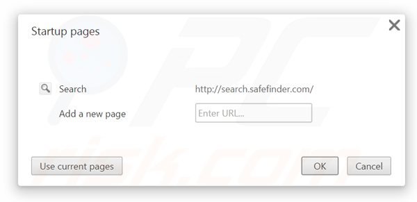 Removendo search. safefinder.com da página inicial do Google Chrome