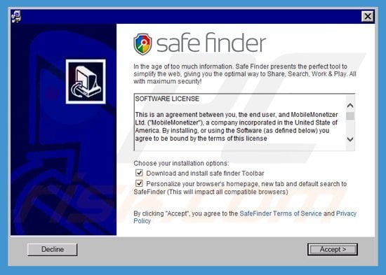 instalador do sequestrador de navegador search.safefinder.com