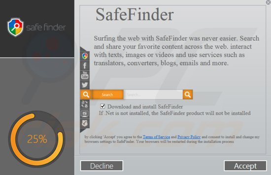 o instalador da barra de ferramentas do safefinder setup por Linkury