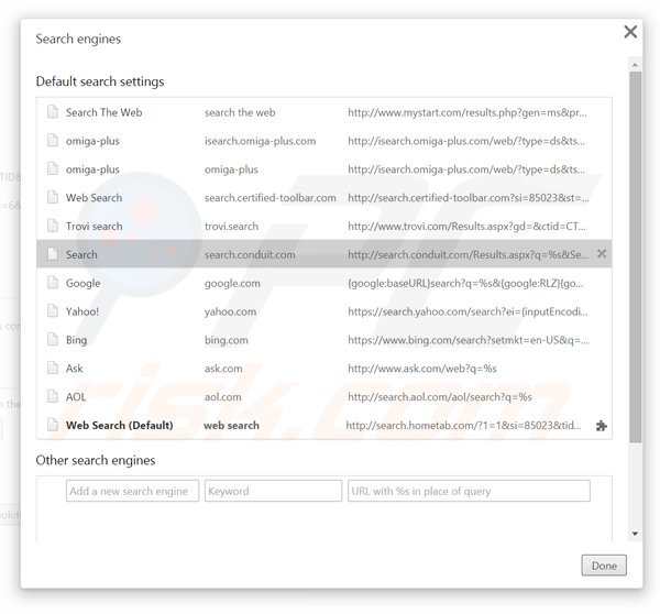 Removendo search.conduit.com do motor de busca padrão do Google Chrome