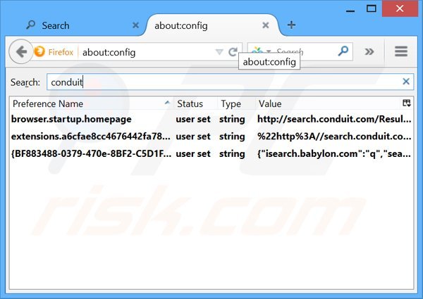 Removendo search.conduit.com do motor de busca padrão do Mozilla Firefox