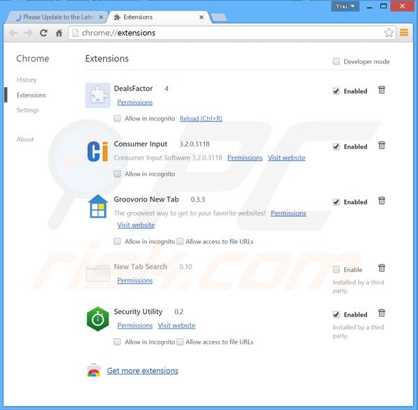 Remova os anúncios security utility do Google Chrome passo 2