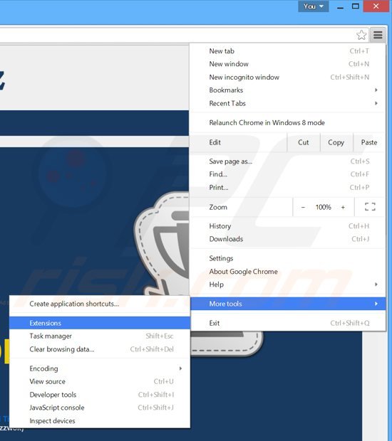 Remova os anúncios Shopperz do Google Chrome passo 1