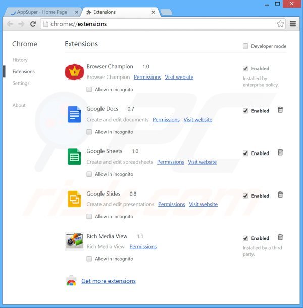 Remova os anúncios tidynetwork do Google Chrome passo 2