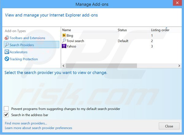 Removendo yaimo.com do motor de busca padrão do Internet Explorer