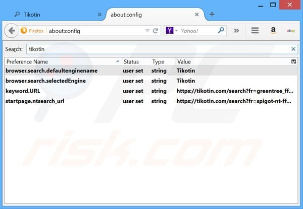 Removendo tikotin.com do motor de busca padrão do Mozilla Firefox