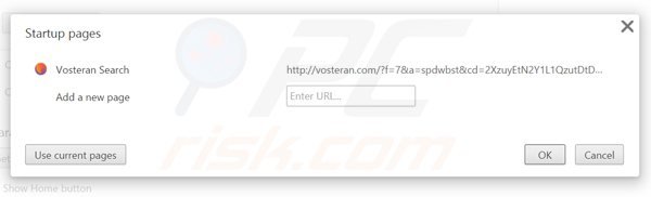 Removendo vosteran.com da página inicial do Google Chrome