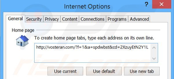 Removendo vosteran.com da página inicial do Internet Explorer 