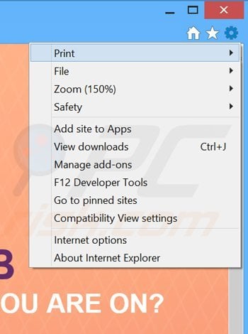 Remoção dos anúncios WordProser do Internet Explorer passo 1