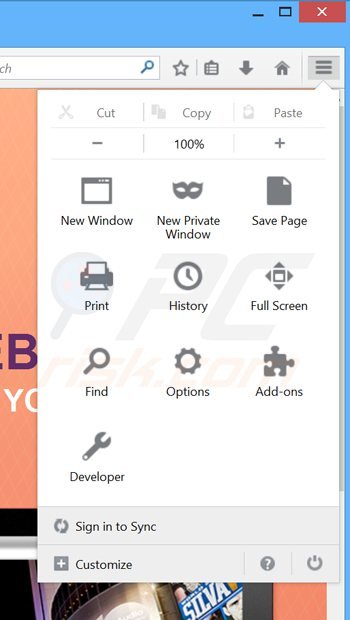 Remova os anúncios wordproser do Mozilla Firefox passo 1