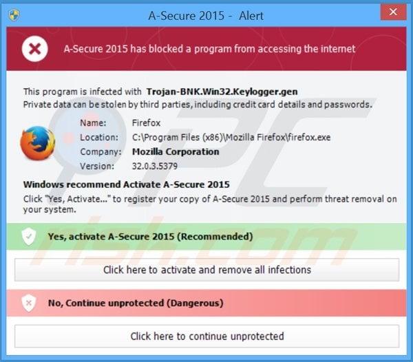 A execução do bloqueio A-Secure 2015 de programas instalados