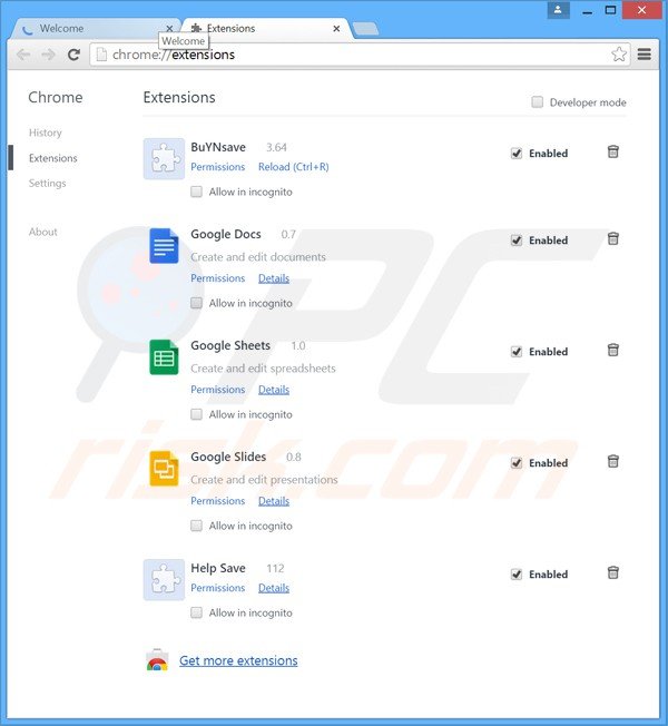 Removendo os anúncios cinema now do Google Chrome passo 2