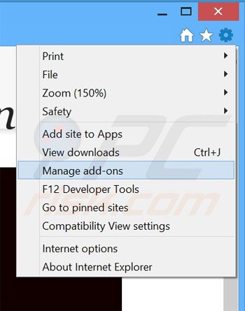 Removendo os anúncios cinema now do Internet Explorer passo 1