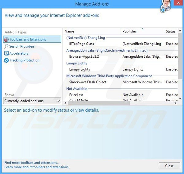 Removendo os anúncios Coupon Alert do Internet Explorer passo 2
