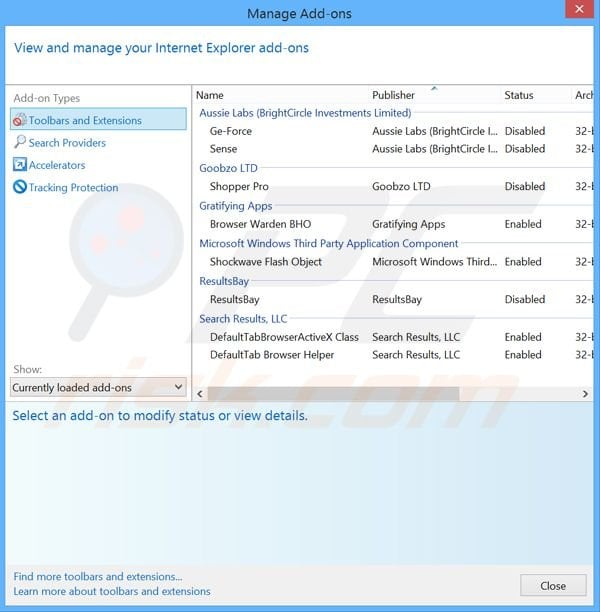 Removendo os anúncios Crime Watch do Internet Explorer passo 2