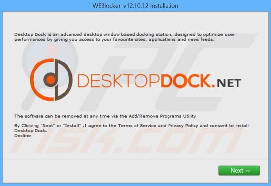 instalador do adware desktop-dock exemplo 3