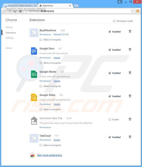 Removendo os anúncios ninjavod do Google crome passo 2